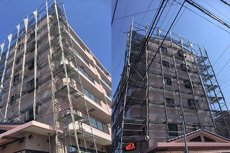 藤沢市マンション 一面足場